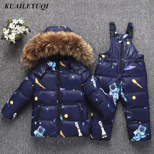 2020 New Baby Winter Down Jacket for Girl clothes Pants Suits Boy Coat parka real Raccoon fur kids Outfit children clothing Sets