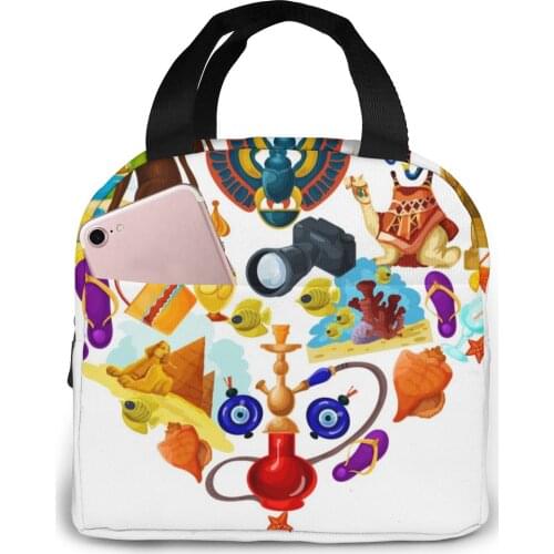 Egypt Touristic Poster Lunch Food Box Bag Insulated Thermal Food Picnic Lunch Bag for Women kids Men Cooler Tote Bag