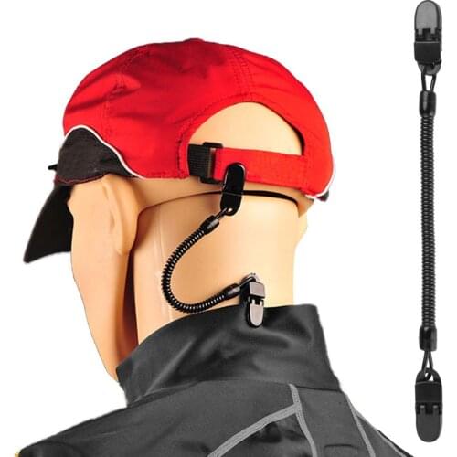 5Pcs Fishing Cap Retainer Hat Leash Windy Clip Holder Black PVC Cord Strap Windproof Clips Fishing Apparel Keeper Holder Clips