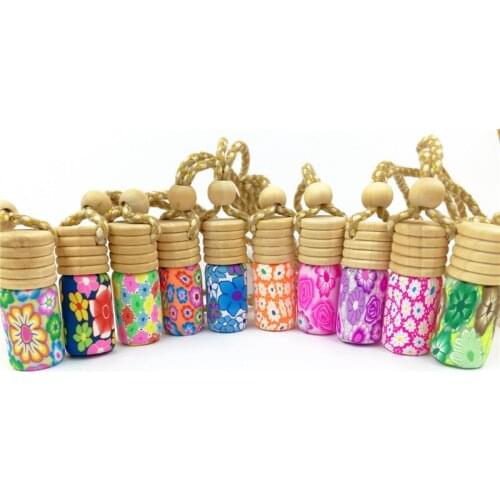 10pcs/lot 5ml mini screw print perfume bottle polymer clay empty small perfume refillable bottle Car Pendant Personalized Gift