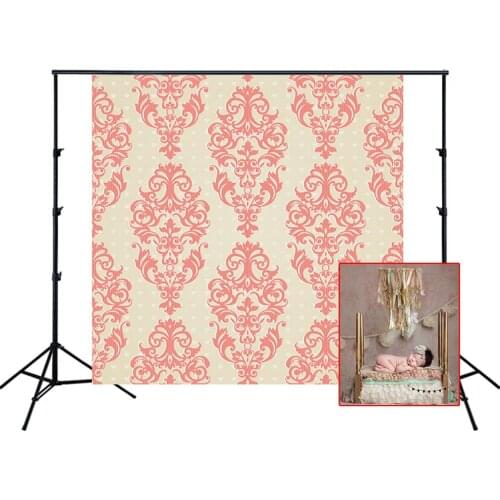 HUAYI Photography Backdrop Newborns Child Baby Birthday Photobooth Background Pink Damask Wall Photo Backdrop Props D-7947