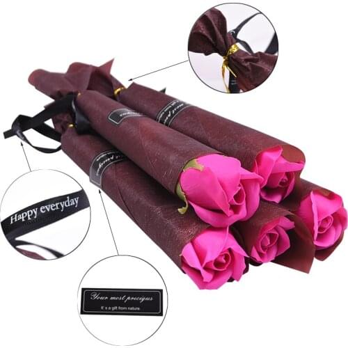 1/5pcs Artificial Rose Soap Flower Bouquet Creative Romantic Valentines Gift Wedding Party Ornament DIY Fake Flower Scrapbooking