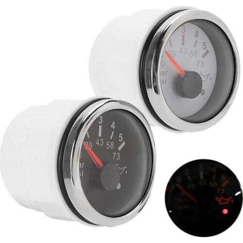 Engine oil tester gauge fuel pressure 52MM/2in IP67 Oil Pressure Gauge 0‑5BAR 0‑73PSI Meter with Smart Alarm for