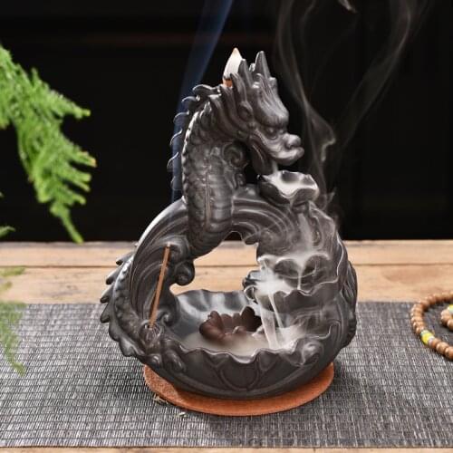Ceramic Incense Burner Smoke Backflow Incense Burner Creative Home Decor Dragon Incense Holder Censer Handicrafts Ornament Gift