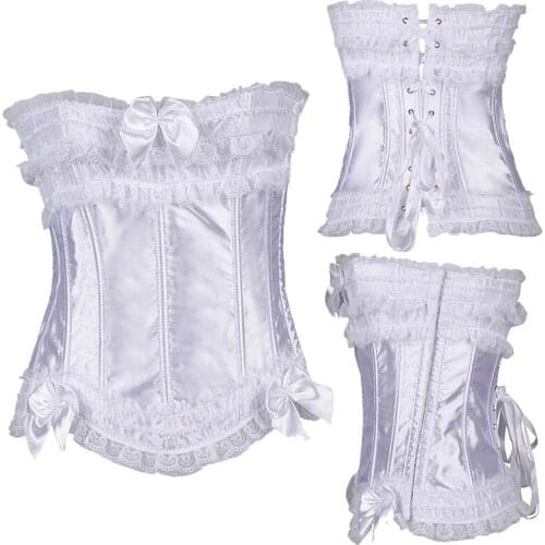 Overbust Sexy Women Lace Up Corset Floral Bustier Top Waist Trainer Body Shaping Plus Size S-6XL Underwear Victorian Fashion