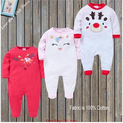 Infant Newborn Girls Boys Rompers One-Pieces Baby Clothing Toddlers Clothes Pajamas 0-12M Cartoon Animal 3 pcs/pack