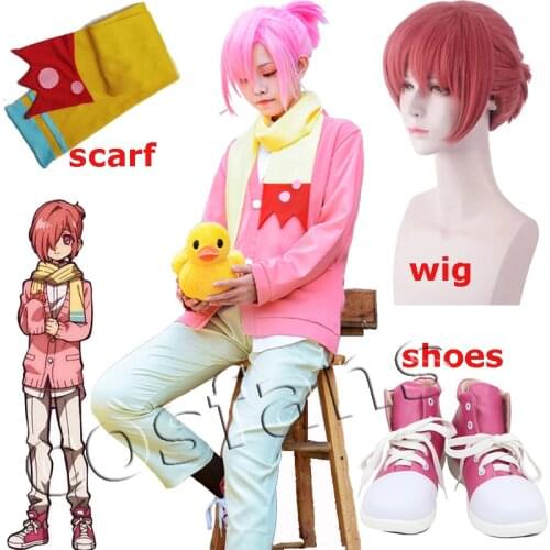 Anime Mitsuba Sousuke Cosplay Costumes Jibaku Shounen Toilet Bound Hanako kun Cosplay Costume Pink Wig Uniform Shoes Custom made