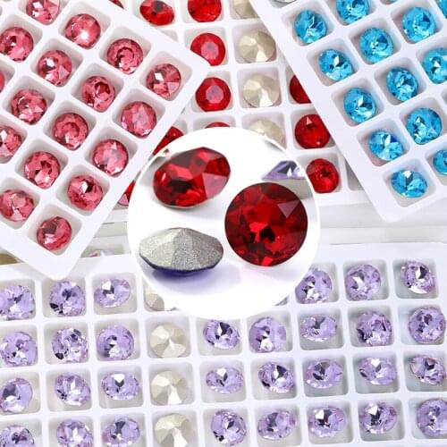 Swarovsky 10 mm 45Pcs Colorful Crystals Strass for Jewelry Making Glue On Beads Nail Art Decoration Rhinestone Gemstone
