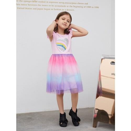 Summer Dresses for Girls Rainbow Dress Sleeveless Casual Little Girl Dress Party Birthday Girl Princess Costume