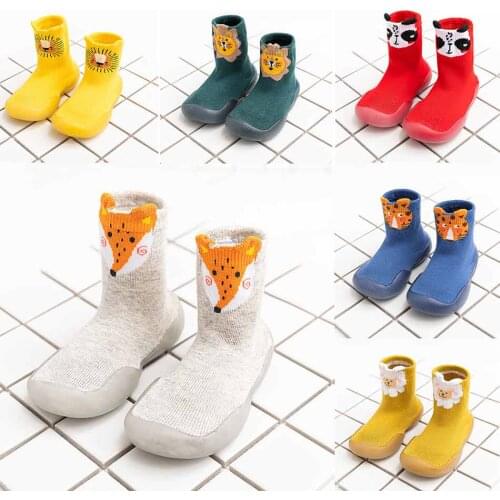 Cute Cartoon Socks Shoes for Baby 0-3Yrs Rubber Soles At Home Wear Infant Lovely Warm Socks Four Seasons Anti-slip Newborn Shoes