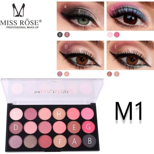 Miss Rose matte eyeshadow palette 18 colors earth nude makeup pigment waterproof long lasting shimmer smoky eyeshadow MS166