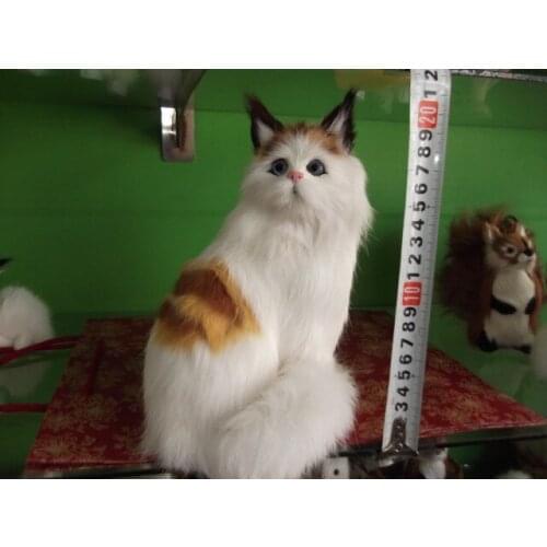 Simulation cute squatting cat 20x15cm model polyethylene&furs cat model home decoration props ,model gift d595