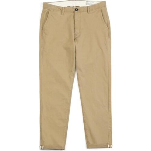 Men Cotton-Twill Chinos Slim Fit Tapered Classical Enzyme Wash Trousers 2021 Spring Winter New Pants