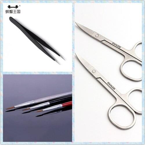 1Set Handmade Carving Tool Set General Utility Beauty Makeup Tool Scissors Indentation Pen Line Drawing Pen Tweezers