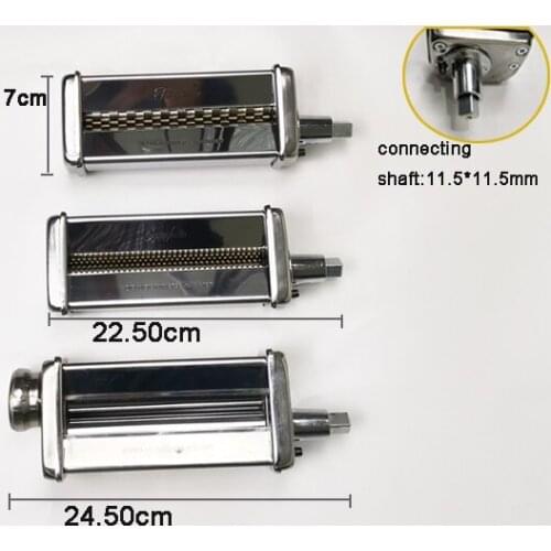 3-Piece set dough sheeter pasta roller cutter Attachment Set, stainless steel body for Food mixer 5L