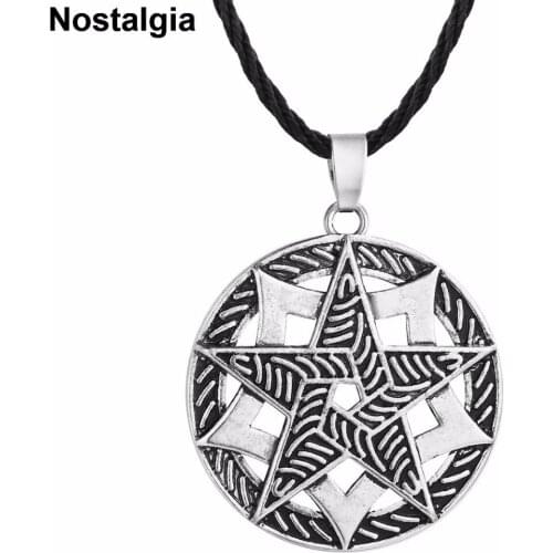 Nostalgia Wicca Pentagram Pentacle Pendant Tibetan Jewelry Rope Chain Necklace Pagan Talisman Amulet