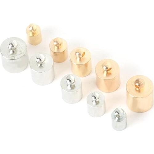 Gold Silver Plated Tassel Leather Cord End Crimp Caps Beads 5 6 7 8 9mm End Tip Cap For DIY Necklace Jewelry Making Findings