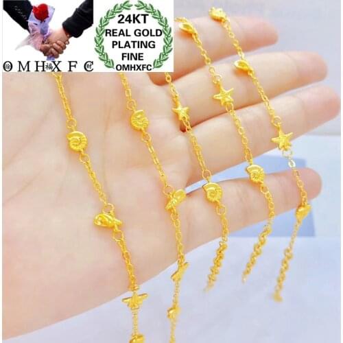 OMHXFC Jewelry Wholesale YM163 European Fashion Fine Woman Girl Party Birthday Wedding Gift Sea Star Shell 24KT Gold Bracelet
