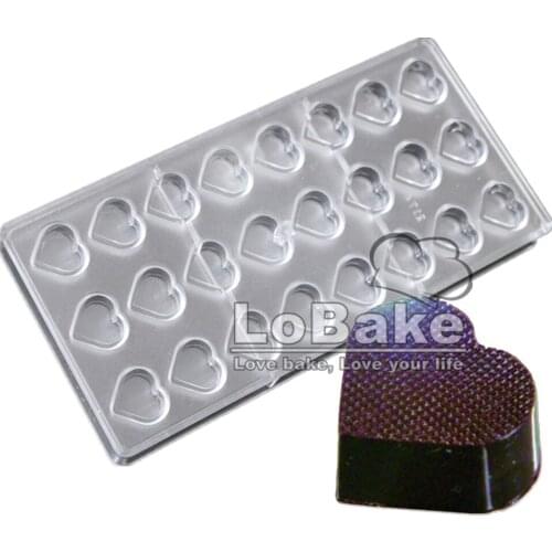 Food grade 24 cavities granular surface hearts shaped chocolate PC Polycarbonate mold for diy bakeware home kitchen supplies