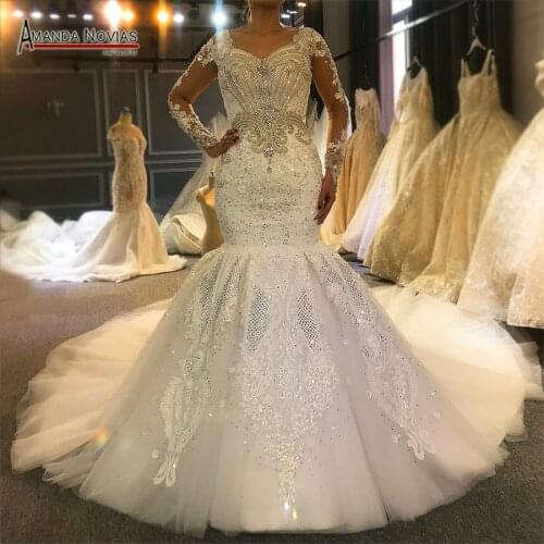 Luxury Long Sleeeve Beaded Mermaid Wedding Dress New NS3908