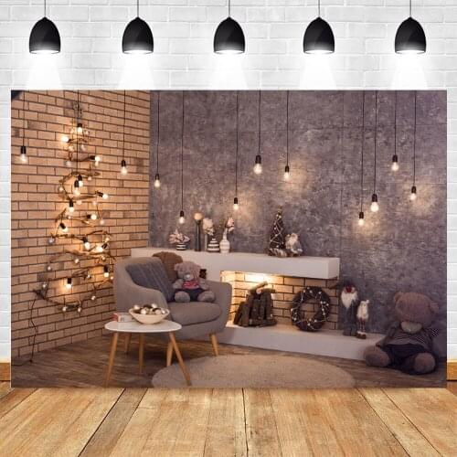 Yeele Christmas Backdrop Photography Lamp Single Chair Teddy Bear Interior Background Baby Photographic Photo Studio Photophone