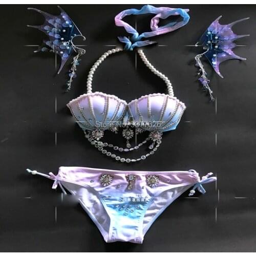 Sexy women Amusement park summer party girl ocean gogo mermaid bikini costumes