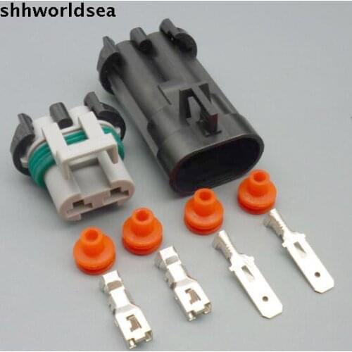 Shhworldsea 5/30/100set 2p 6.3mm male female plastic radiator connector, electric fan connector 15363990 12147060