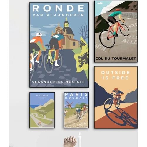 Sports Bike Cycling Vintage Tour Landscape Canvas Painting Paris Monument Cyclist Poster Wall Art Poster Picture Home Decoration