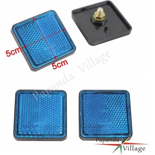 Papanda 2pcs Red Blue White Square Reflectors Safety Warning Universal for Motorcycles ATV Bikes Dirt Bike