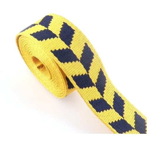 Webbing Strap Jacquard Polyester Heavy Weight Webbing Dog Collar Cotton Nylon Webbing Fabric Belt DIY Key Fob Purse Strap Handle