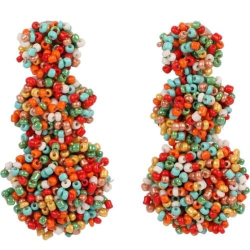 Vintage Colorful Acrylic Chunky Bead Handmade Drop Dangle Earrings for Women Florate Brand Wholesale New Fashion Statement Jewel