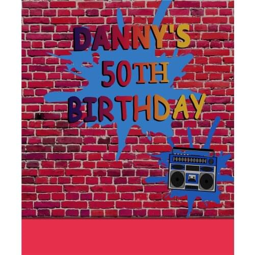 VinylBDS Retro Brick Backgrounds For Photo Studio Happy Birthday Cute Radio Backdrop For Children Photography