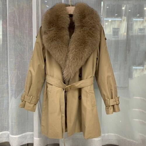 Winter Coat Women New Arrival Long Style Casual Parka Real Fox Fur Collar Rex Rabbit Fur Linning Thick Warm Female Jacket