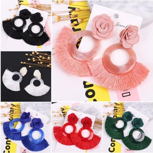 Vintage Tassel Earrings for women christmas big statement drop earrings jewelry earrings bohemian geometric green red earrings