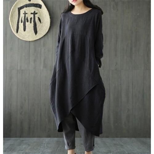 Women Solid Color Irregular Dress Ladies Loose Dresses