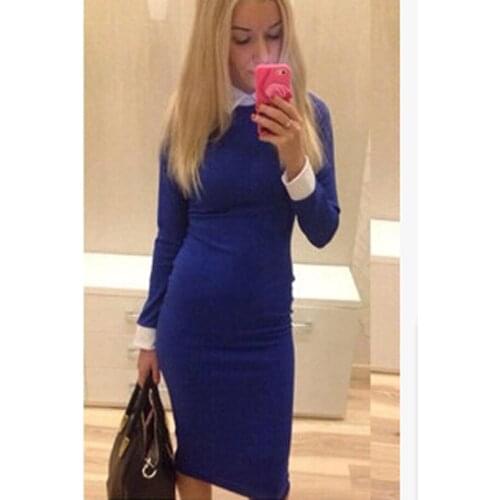 Wholesale Women dress Sexy Slim Lapel bodycon dress club party vestidos long sleeve spring and autumn style DL1160