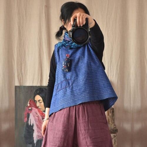 Women Spring Autumn Striped Vests Waistcoat Female VIntage Loose Vests Ladies Vest