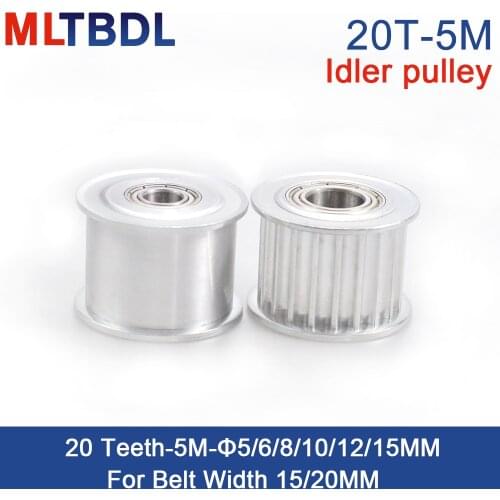 1pcs 20 Teeth 5M Idler Pulley Tensioner Wheel Bore 5/6/8/10/12/15mm with Bearing Guide synchronous pulley HTD5M 20T 20teeth