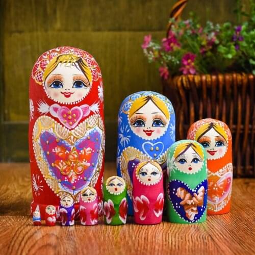 10 Layers/Set Matryoshka Wooden Russian Nesting Doll Desktop Decor Children Christmas Gifts Educational Toys