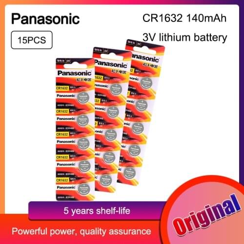 15pcs Panasonic Cr1632 CR 1632 3v Lithium Button Battery Car Toy BR1632 ECR1632 DL1632 KCR1632 For Computer Watch Clock