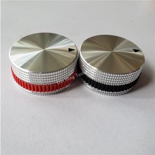 2pcs aluminum knob grid Color circle potentiometer 40*18*6mm silver black cap Volume switch cap Encoder amplifier screw fixed