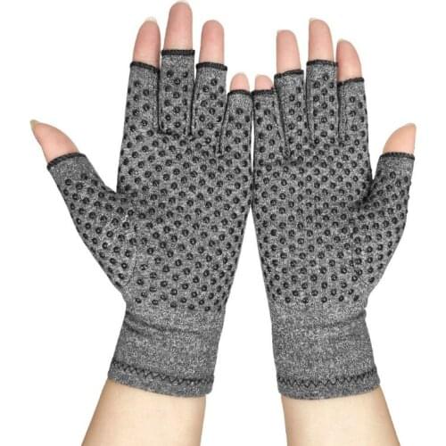 2PCS Half Finger Anti Slip Arthritis Gym Gloves Premium Arthritic Joint Pain Relief Hand Gants Therapy Compression Mittens Glove