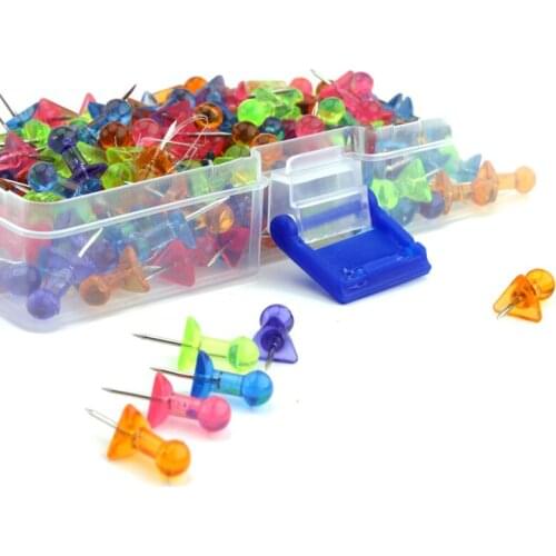 200pcs Colored push pin Standard map pins alfinete chinchetas pushpins Stationery Round head small triangle transparent tacks