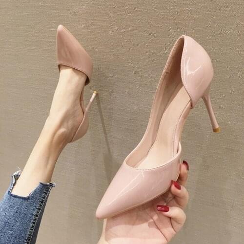 2021 spring and summer new ladies sexy stiletto high heels nude colored pointed toe all-match single shoes