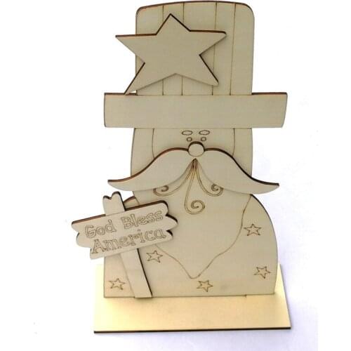 7-4 God Bless American Independence Day Ornament Pendant July 4th USA Freedom Wooden Uncle Sam Home Supplies Party Decoration