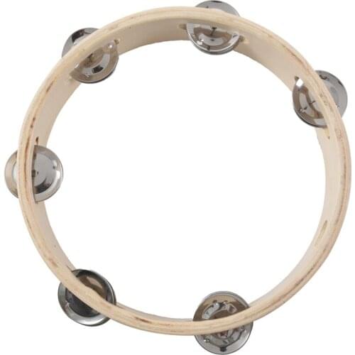 8" Musical Tambourine Tamborine Drum Round Percussion Gift for KTV Party