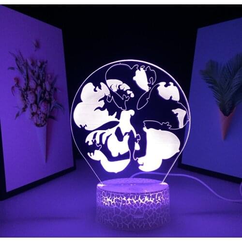 Animation Peripherals Black Clover 3D Lamp 7 Color Changes With Remote Control Visual Illusion White Cracked Base Night Light