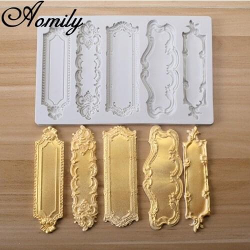 Aomily European Border Retro Relief Silicone Cake Chocolate Mold Wedding Cake Decorating Fondant Sugarcraft Soap Baking Tools