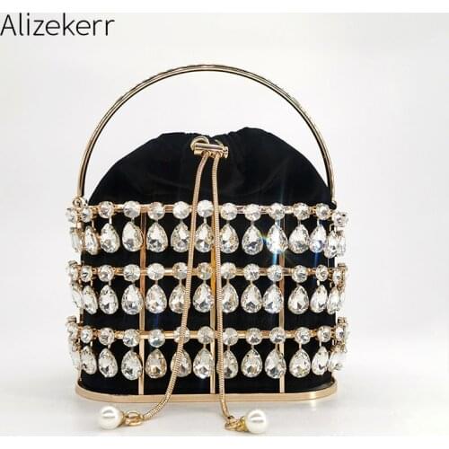 Big Crystal Rhinestone Evening Clutch Bag Women Luxury Designer Handbags High Quality Ladies Metal Velvet Party Diamond Purse