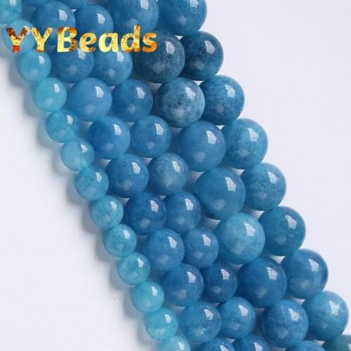 Natural Gem Stone Blue Aquamarines Stone Beads Spacer Round Beads For Jewelry Making DIY Bracelet Anklet 15" Strand 6mm 8mm 10mm